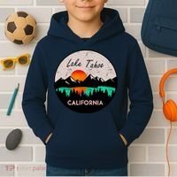 Lake Tahoe California Republic Skiing Ski Lake Boat Kids Hoodie thumb 2