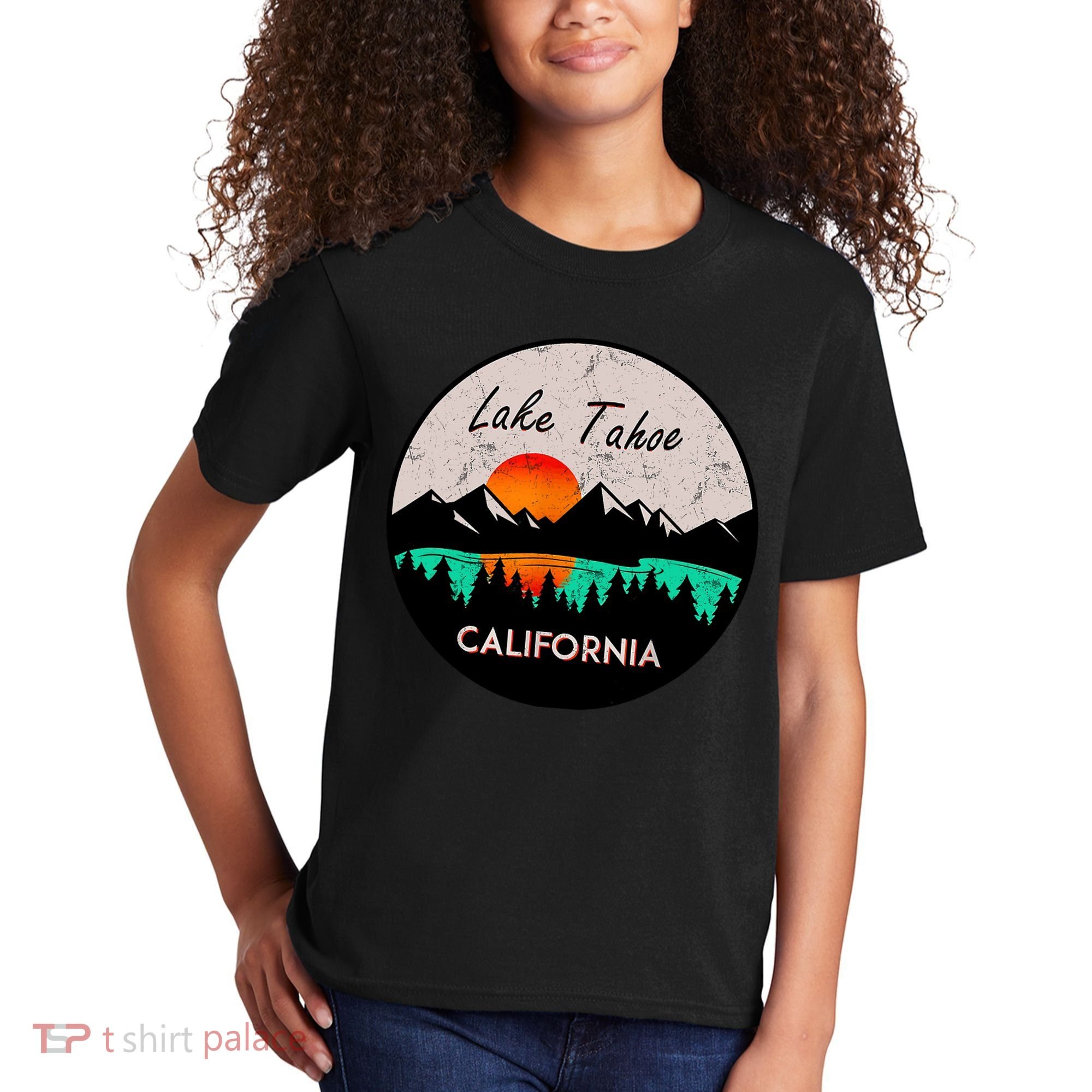 Lake Tahoe California Republic Skiing Ski Lake Boat Kids T-Shirt