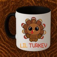 Lil Turkey Cute Thanksgiving Coffee Mug thumb 2