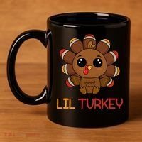 Lil Turkey Cute Thanksgiving 11oz C Handle Ceramic Mug thumb 4