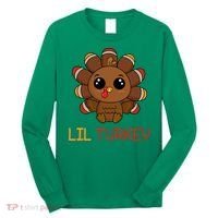 Lil Turkey Cute Thanksgiving Long Sleeve Shirt thumb 0