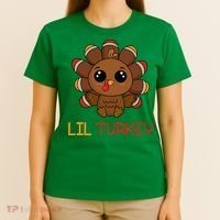 Lil Turkey Cute Thanksgiving T-Shirt thumb 4