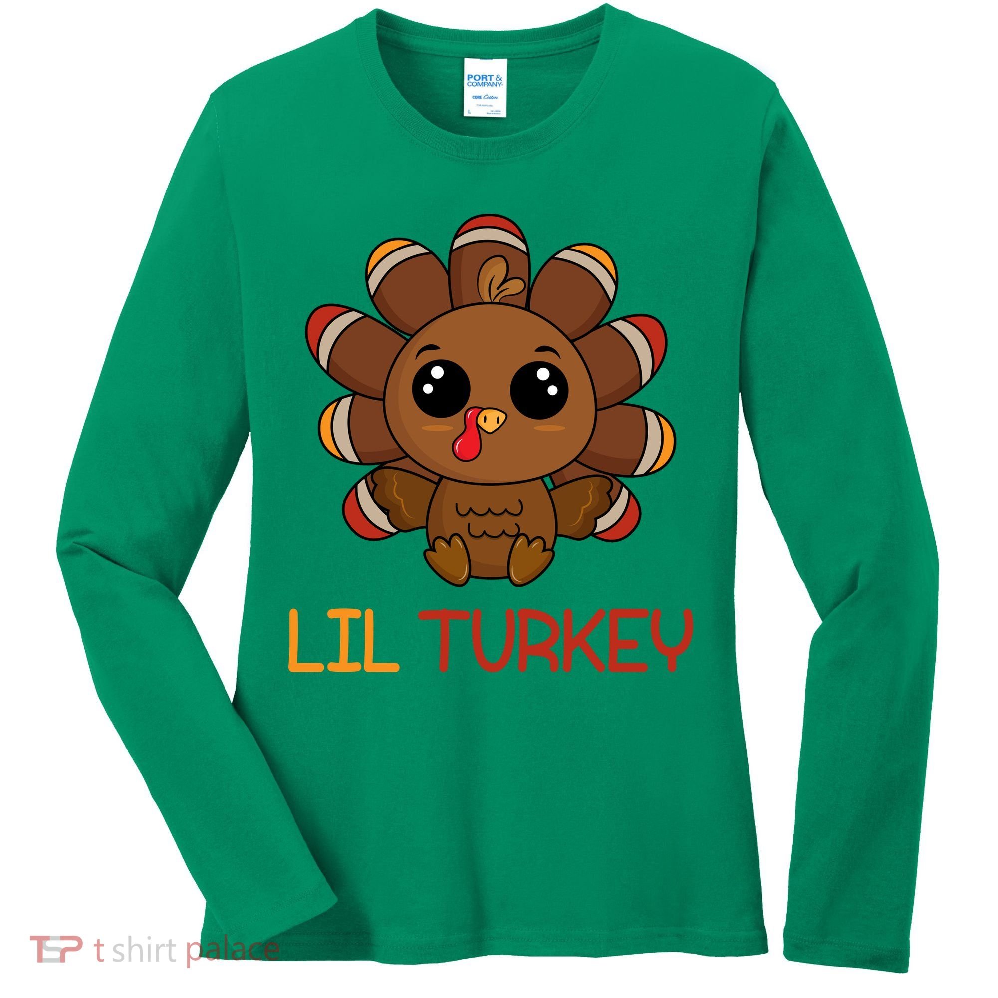 Lil Turkey Cute Thanksgiving Women's Long Sleeve Shirt