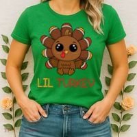 Lil Turkey Cute Thanksgiving Women's T-Shirt thumb 2