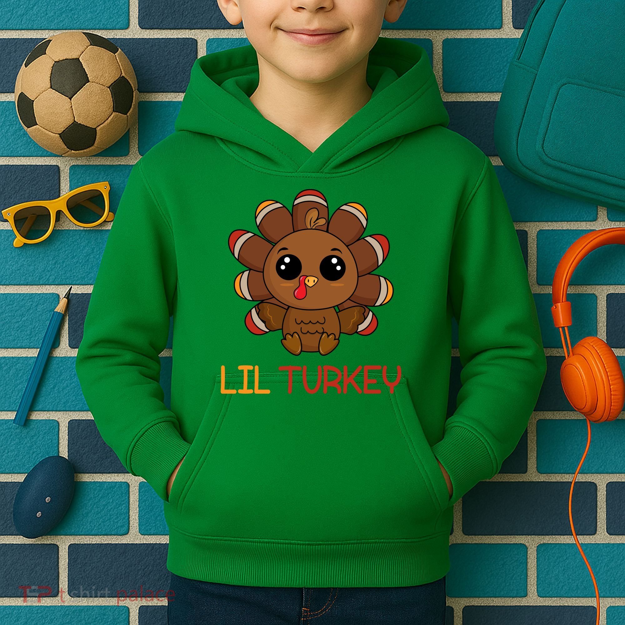 Lil Turkey Cute Thanksgiving Kids Hoodie