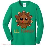 Lil Turkey Cute Thanksgiving Kids Long Sleeve Shirt thumb 0