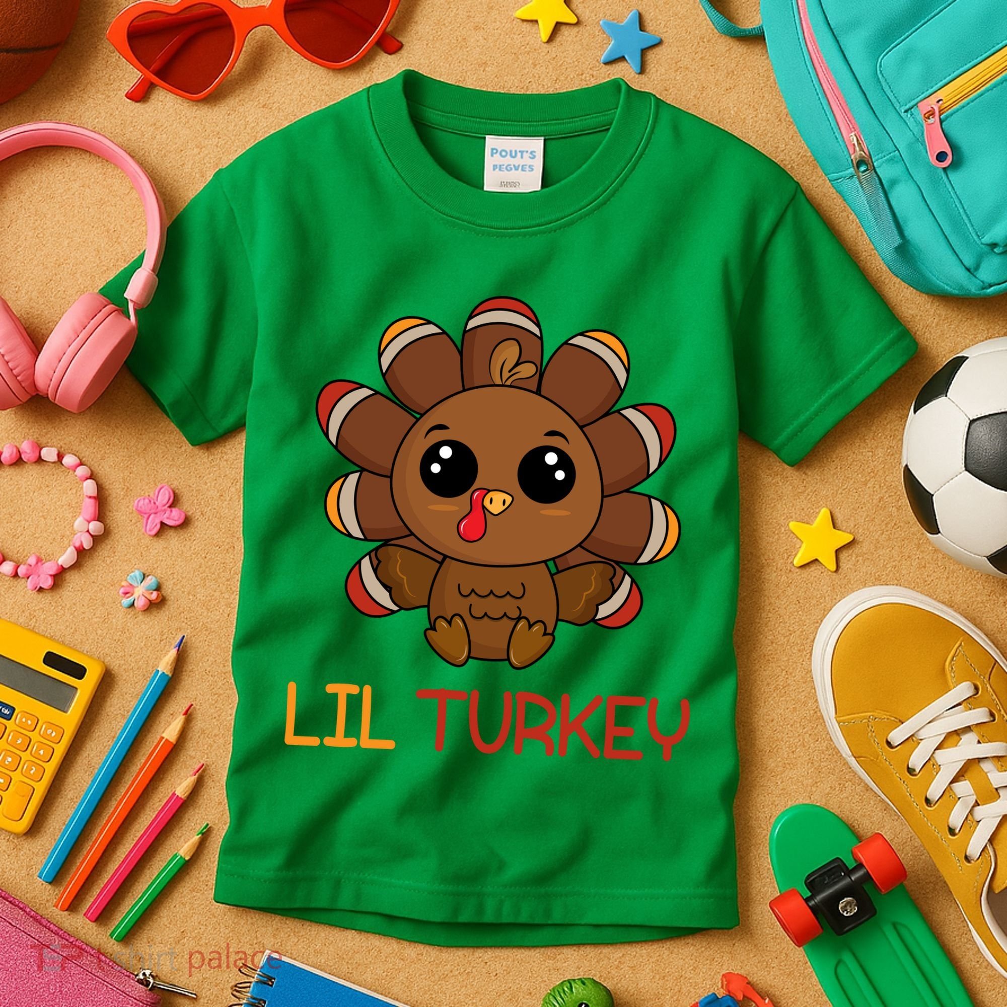 Lil Turkey Cute Thanksgiving Kids T-Shirt