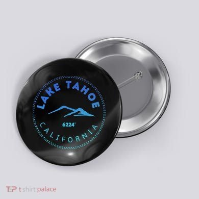Lake Tahoe California Retro Mountain Button