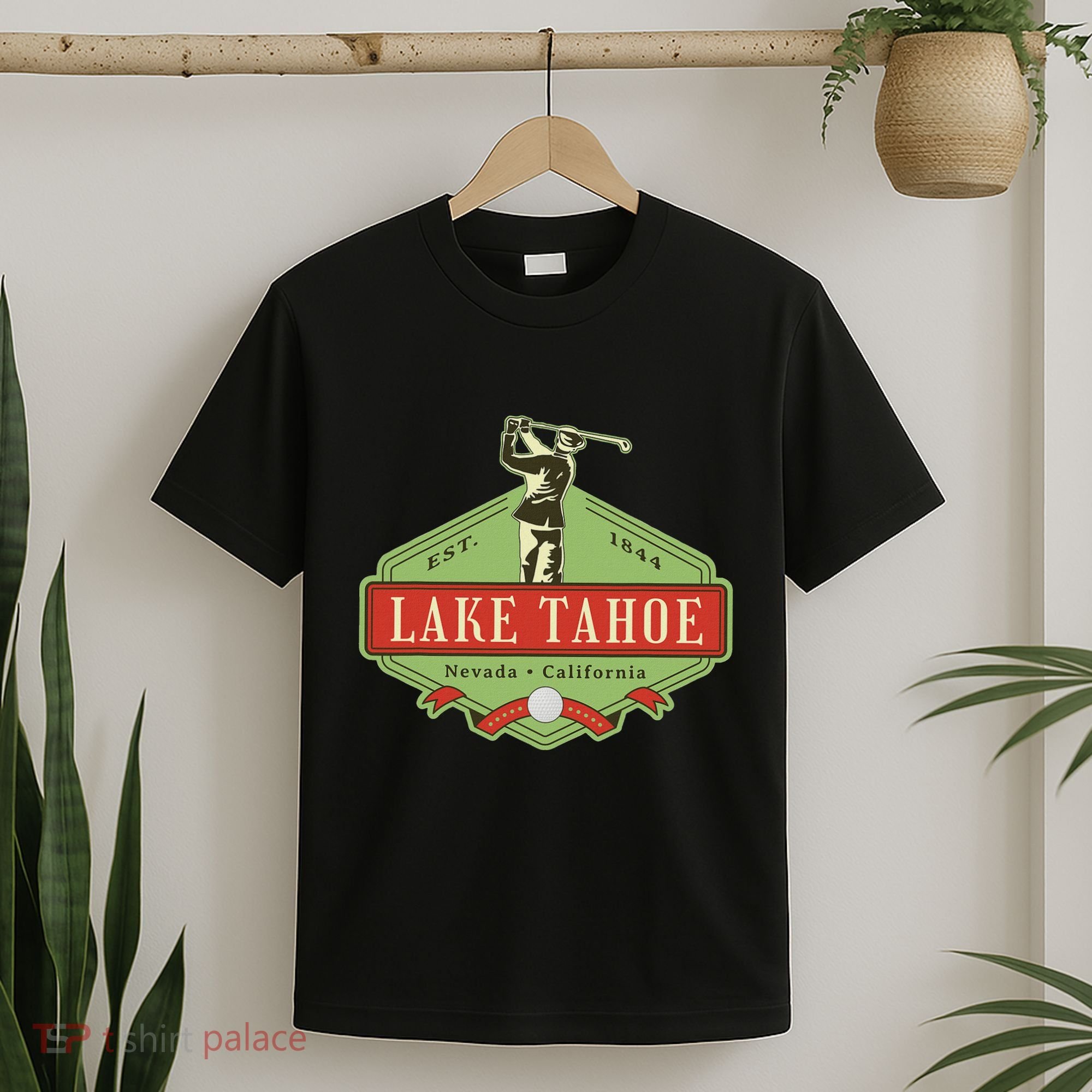 Lake Tahoe California Nevada Retro Vintage Golf Themed T-Shirt