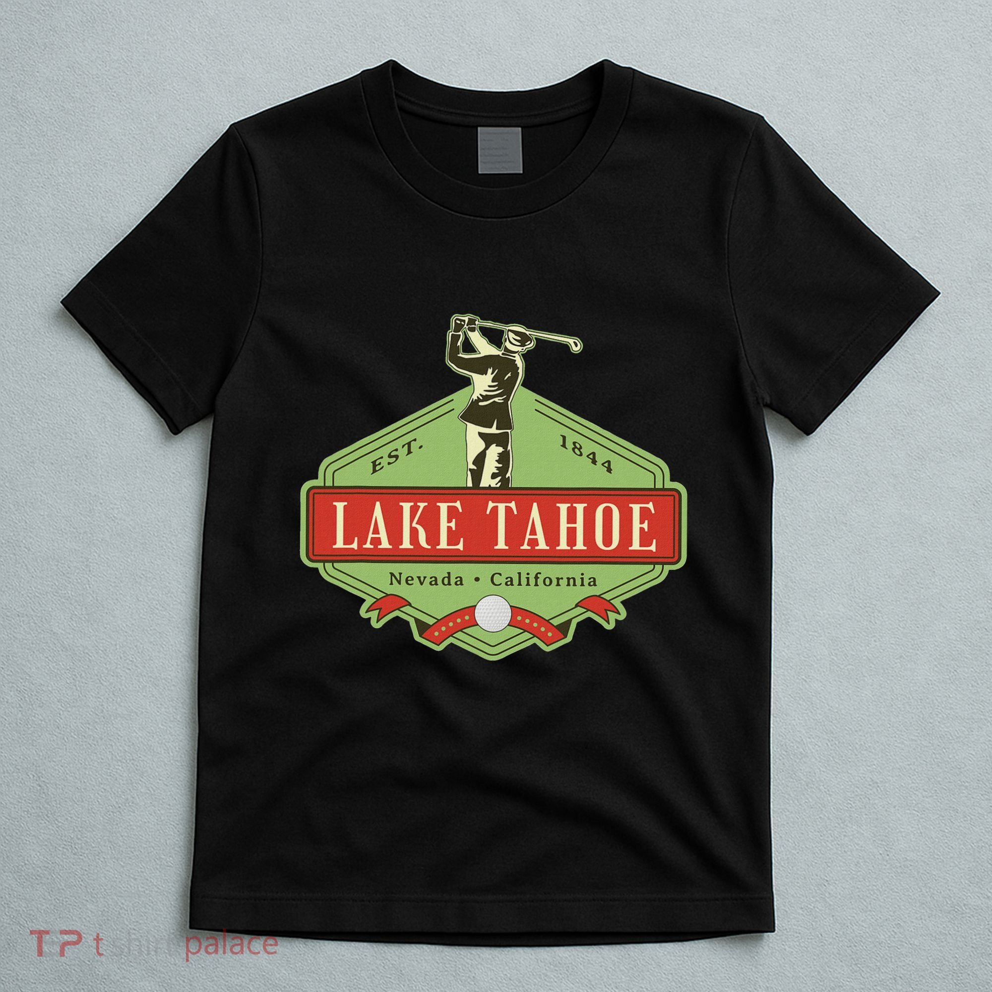 Lake Tahoe California Nevada Retro Vintage Golf Themed T-Shirt