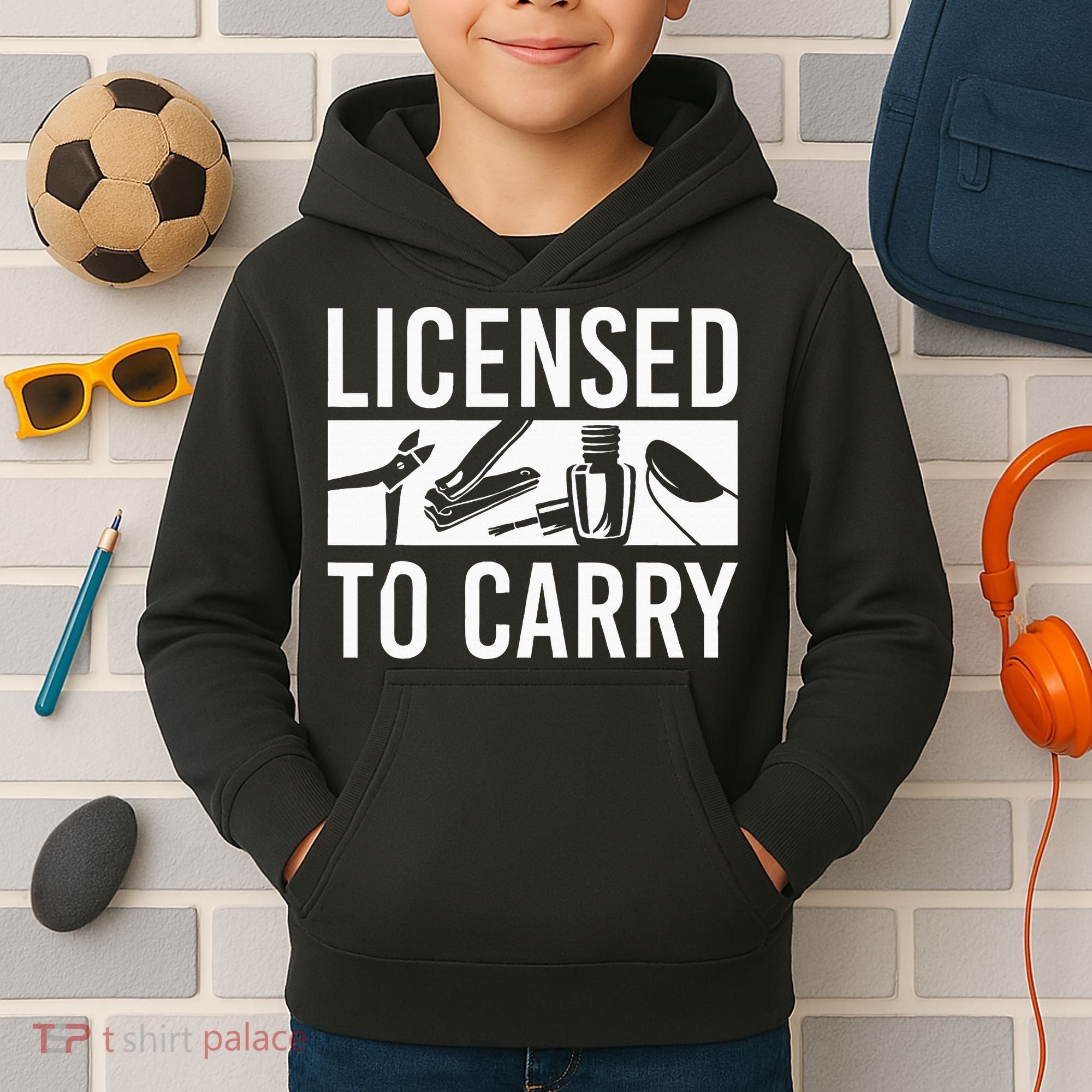 L.I.C.E.N.S.E.D To Carry Nail Supplies Nail Tech Kids Hoodie