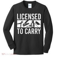 L.I.C.E.N.S.E.D To Carry Nail Supplies Nail Tech Kids Long Sleeve Shirt thumb 0