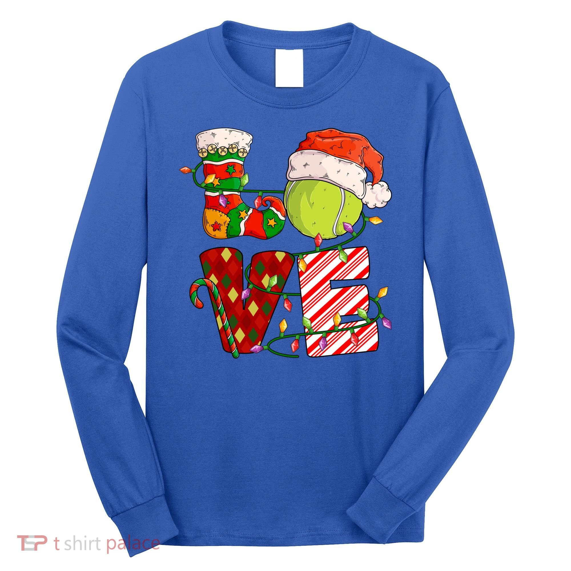 Love Tennis Christmas Tennis Player Xmas Party Gift Long Sleeve Shirt