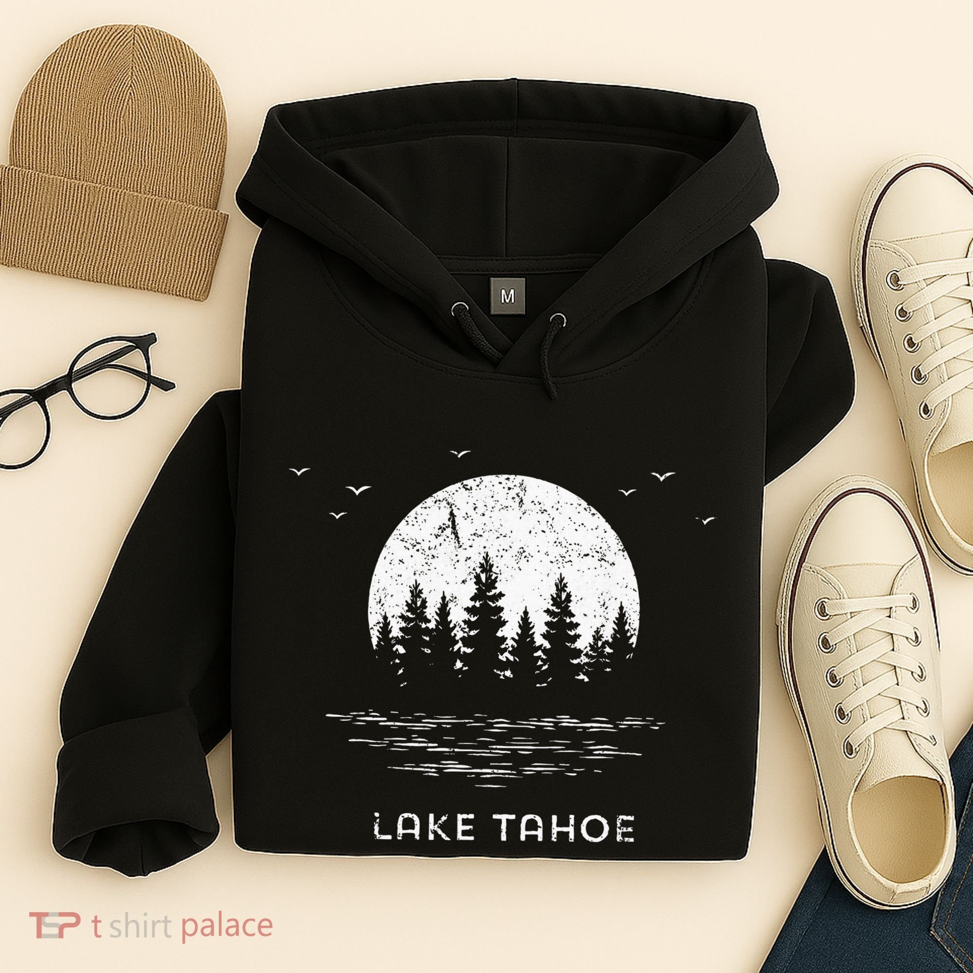 Lake Tahoe Californianevada Mountain Resort Moon Trees Hoodie