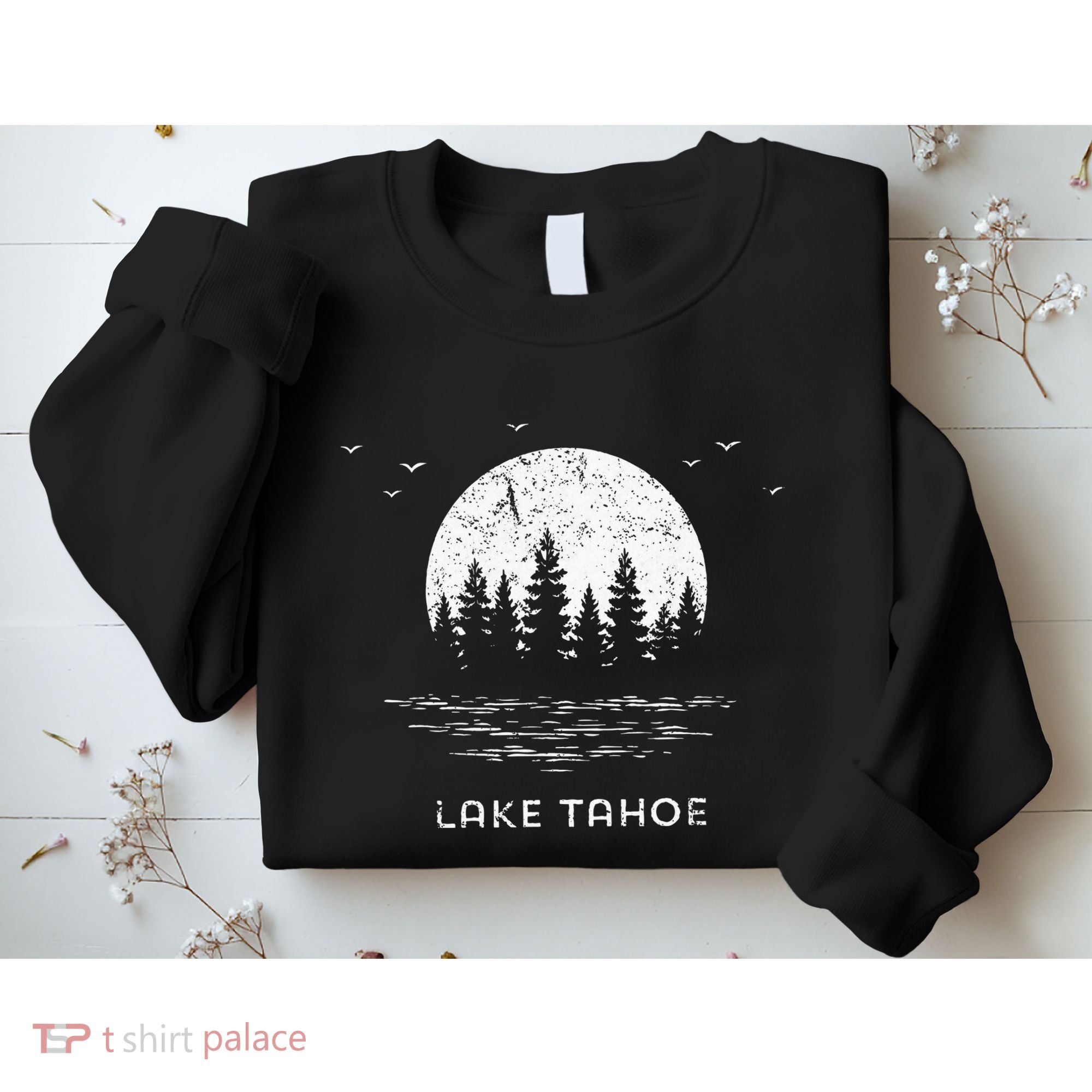 Lake Tahoe Californianevada Mountain Resort Moon Trees Sweatshirt