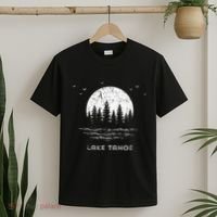 Lake Tahoe Californianevada Mountain Resort Moon Trees T-Shirt thumb 2