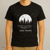 Lake Tahoe Californianevada Mountain Resort Moon Trees T-Shirt thumb 3