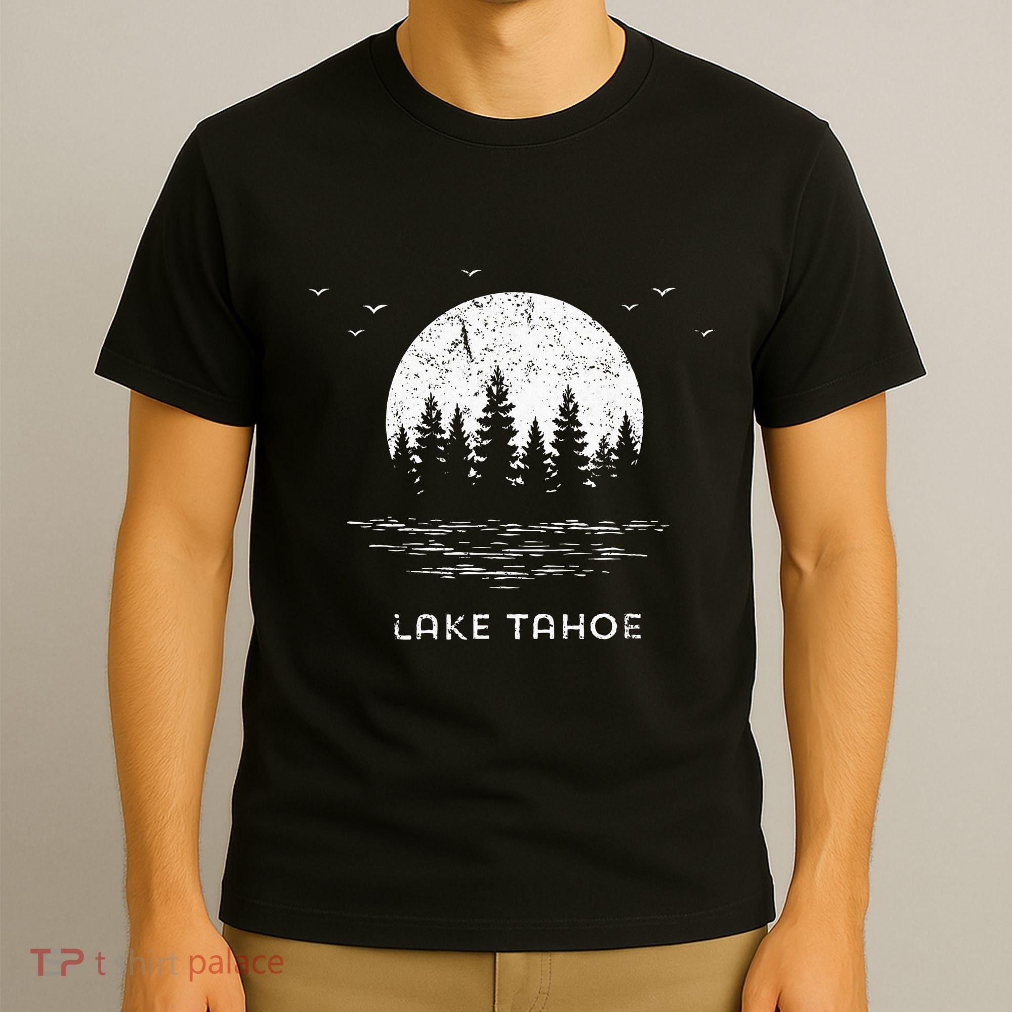 Lake Tahoe Californianevada Mountain Resort Moon Trees T-Shirt