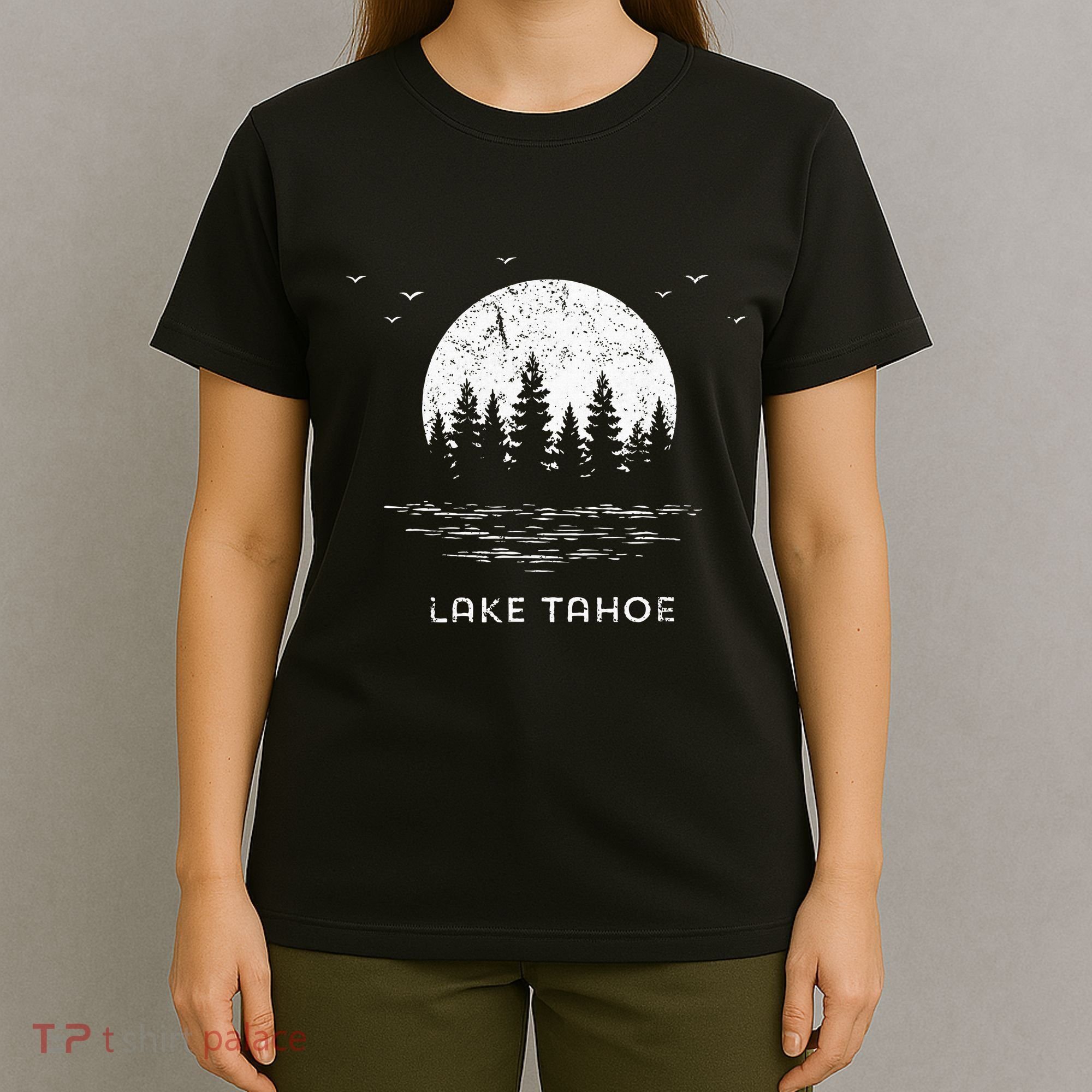 Lake Tahoe Californianevada Mountain Resort Moon Trees T-Shirt