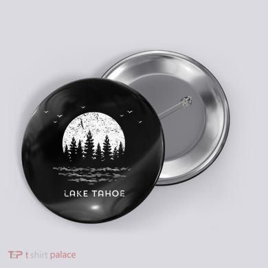 Lake Tahoe Californianevada Mountain Resort Moon Trees Button