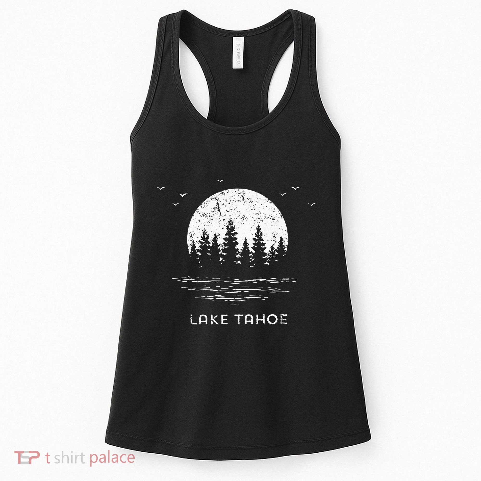 Lake Tahoe Californianevada Mountain Resort Moon Trees Women's Tank Top