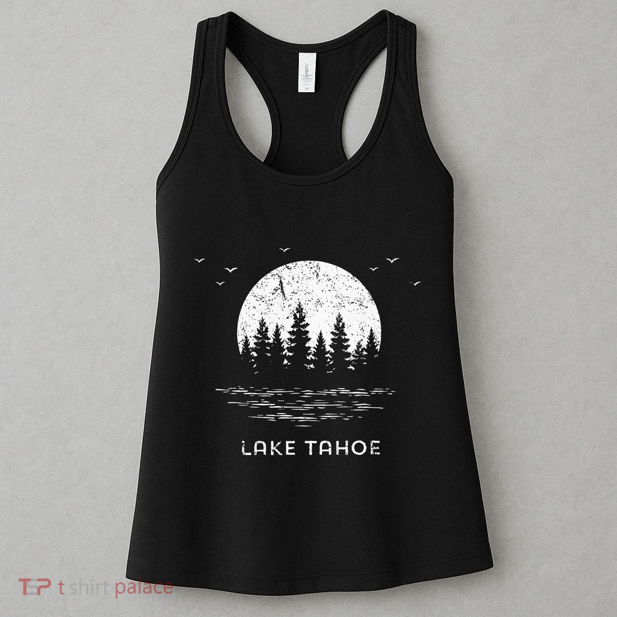 Lake Tahoe Californianevada Mountain Resort Moon Trees Women's Tank Top