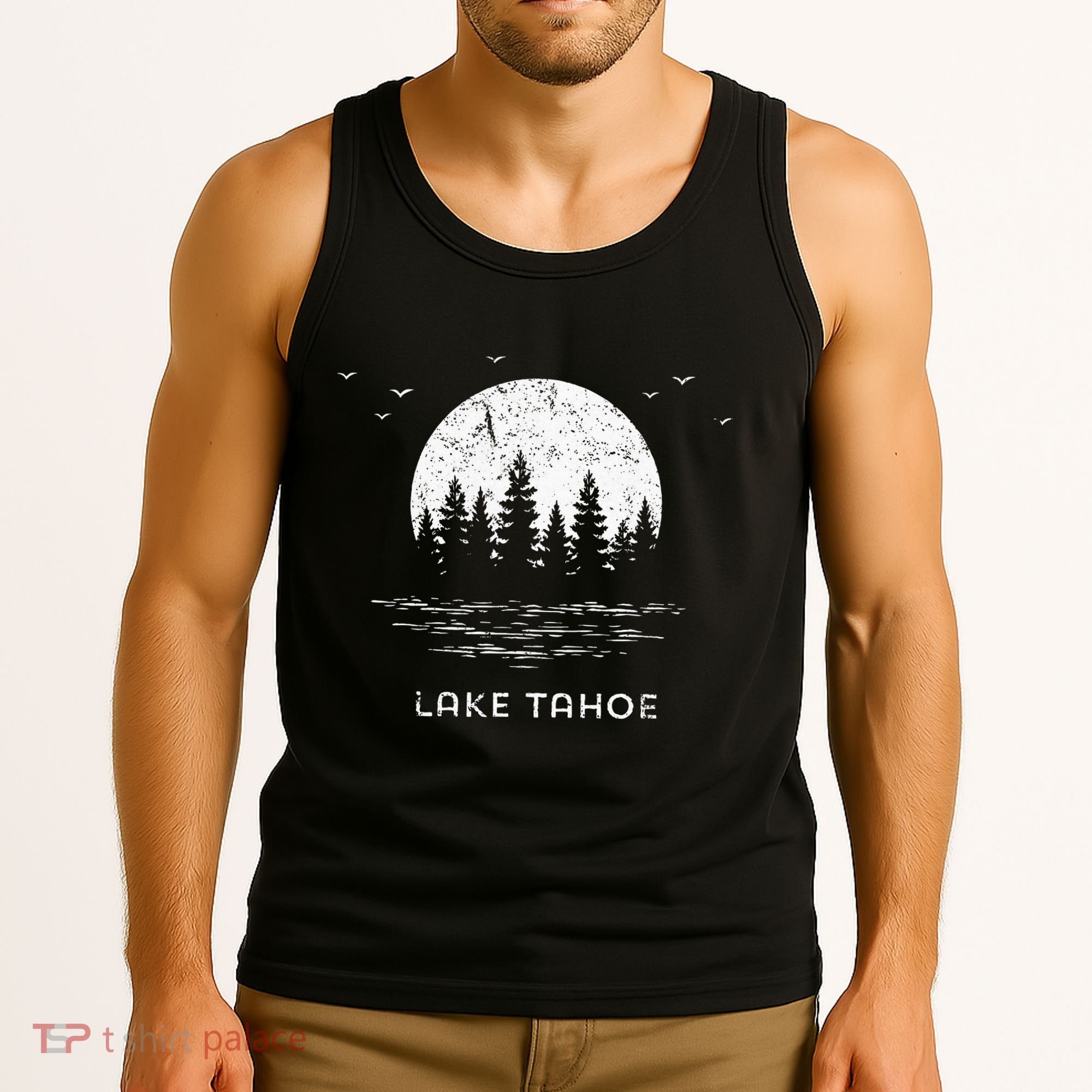 Lake Tahoe Californianevada Mountain Resort Moon Trees Tank Top
