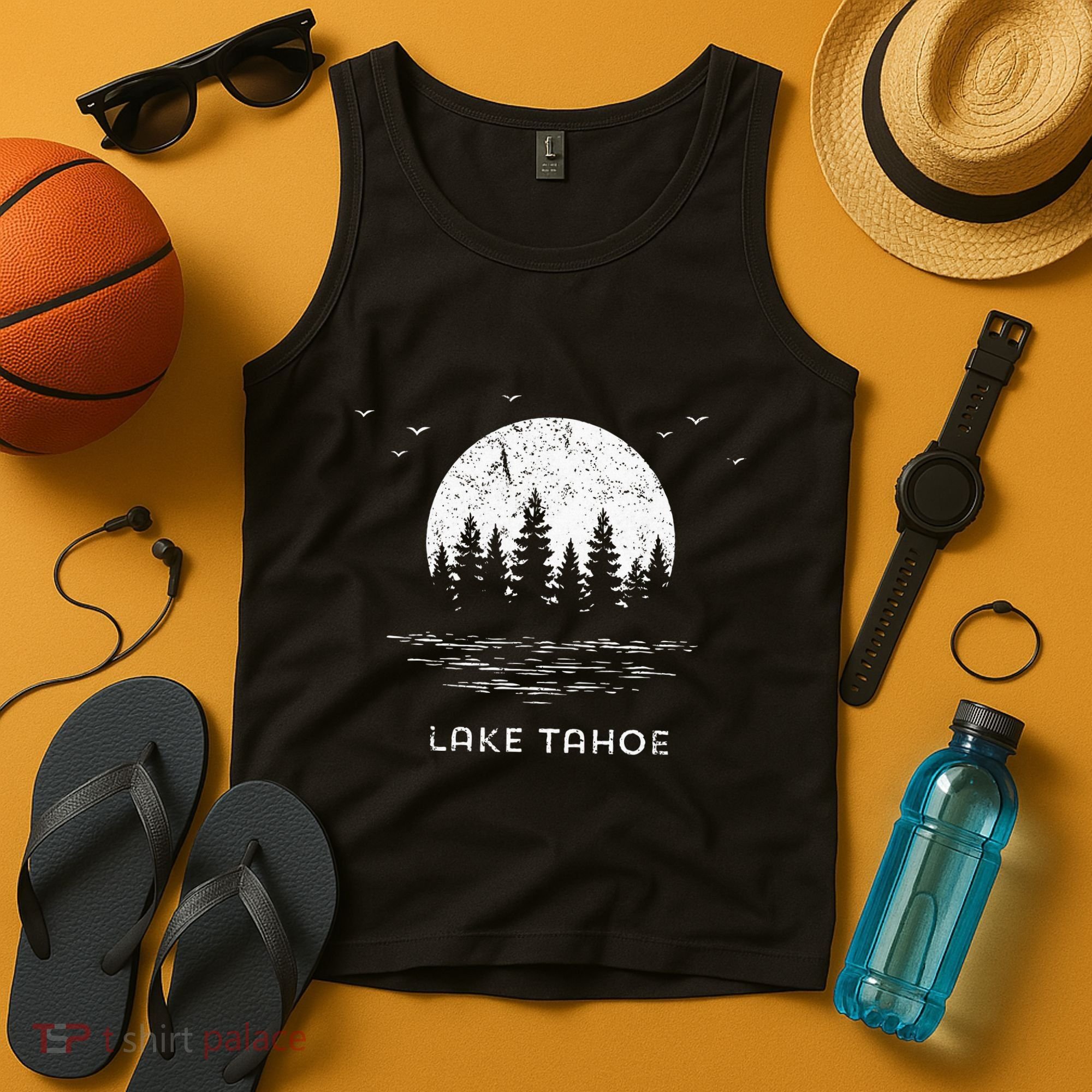 Lake Tahoe Californianevada Mountain Resort Moon Trees Tank Top