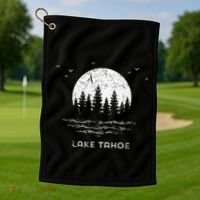 Lake Tahoe Californianevada Mountain Resort Moon Trees Golf Towel thumb 1