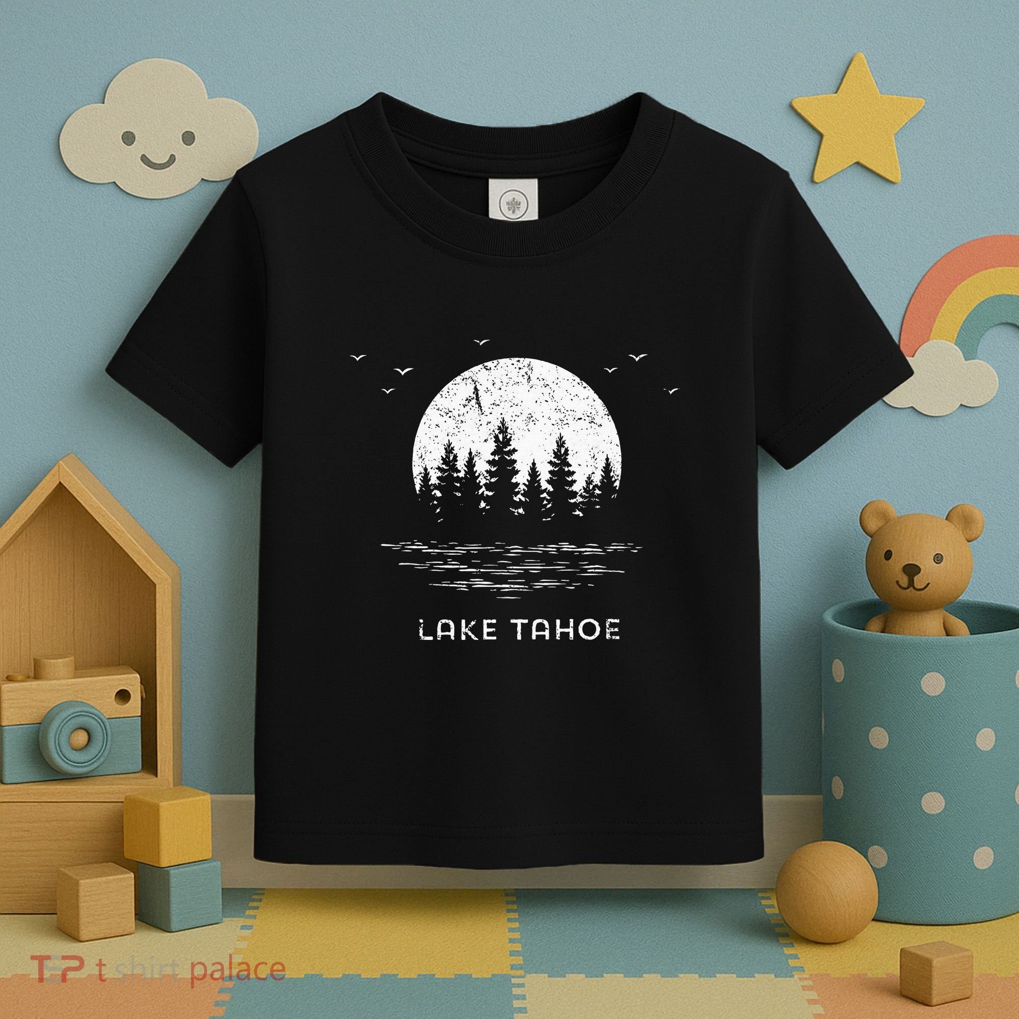 Lake Tahoe Californianevada Mountain Resort Moon Trees Toddler T-Shirt