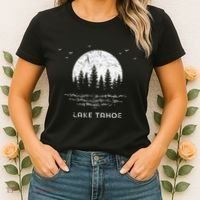 Lake Tahoe Californianevada Mountain Resort Moon Trees Women's T-Shirt thumb 2