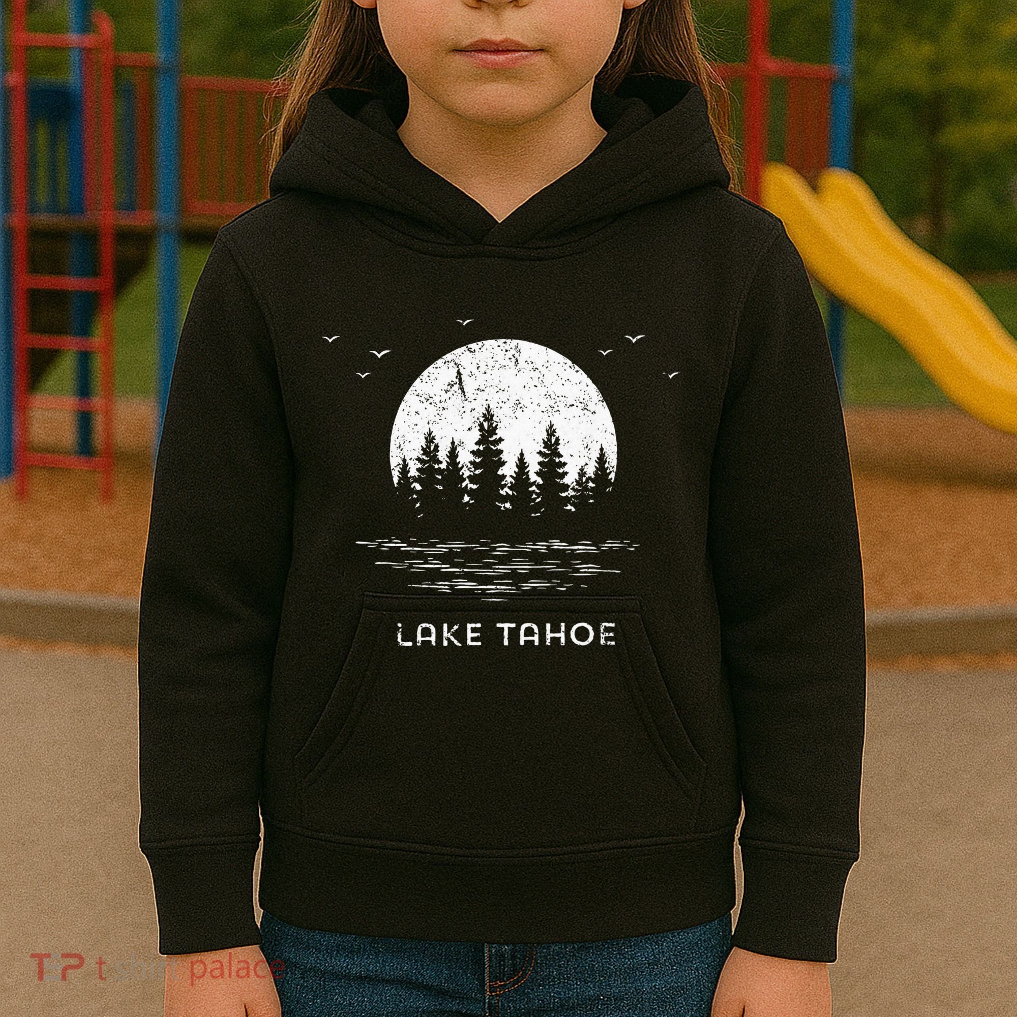 Lake Tahoe Californianevada Mountain Resort Moon Trees Kids Hoodie