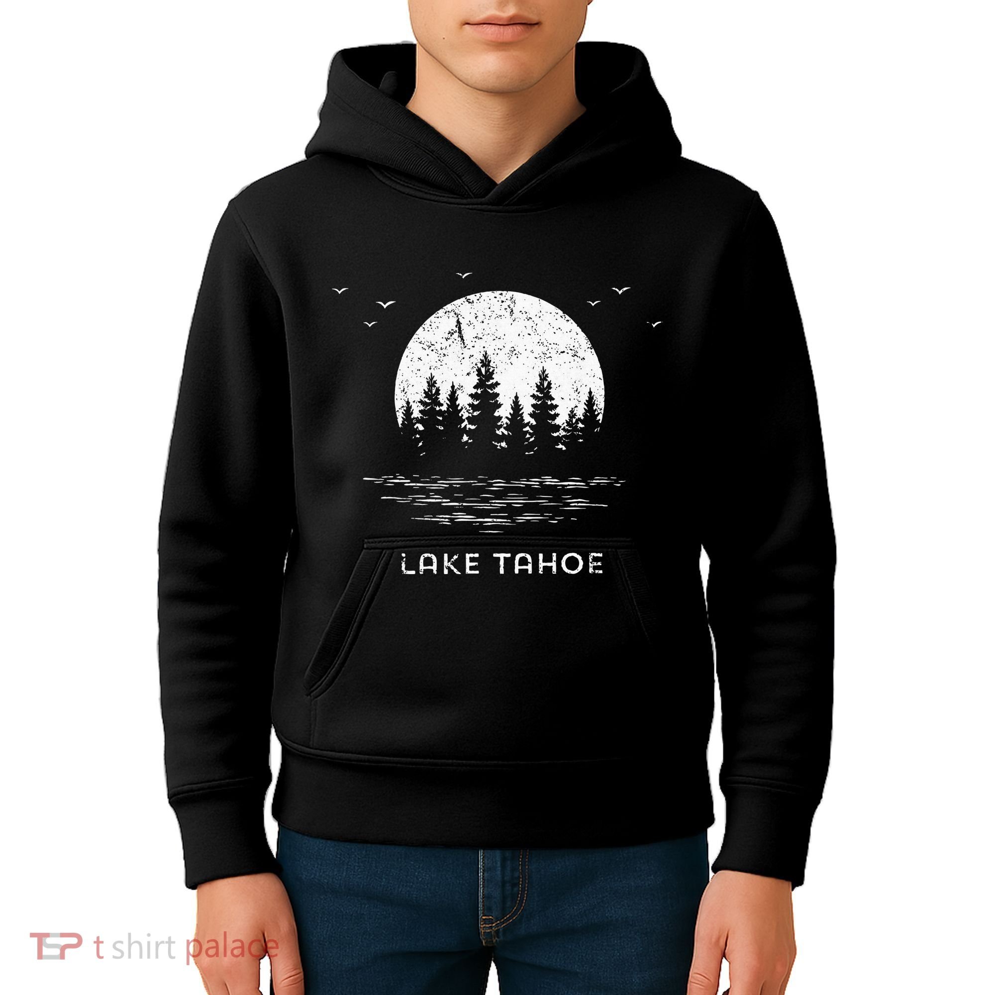 Lake Tahoe Californianevada Mountain Resort Moon Trees Kids Hoodie