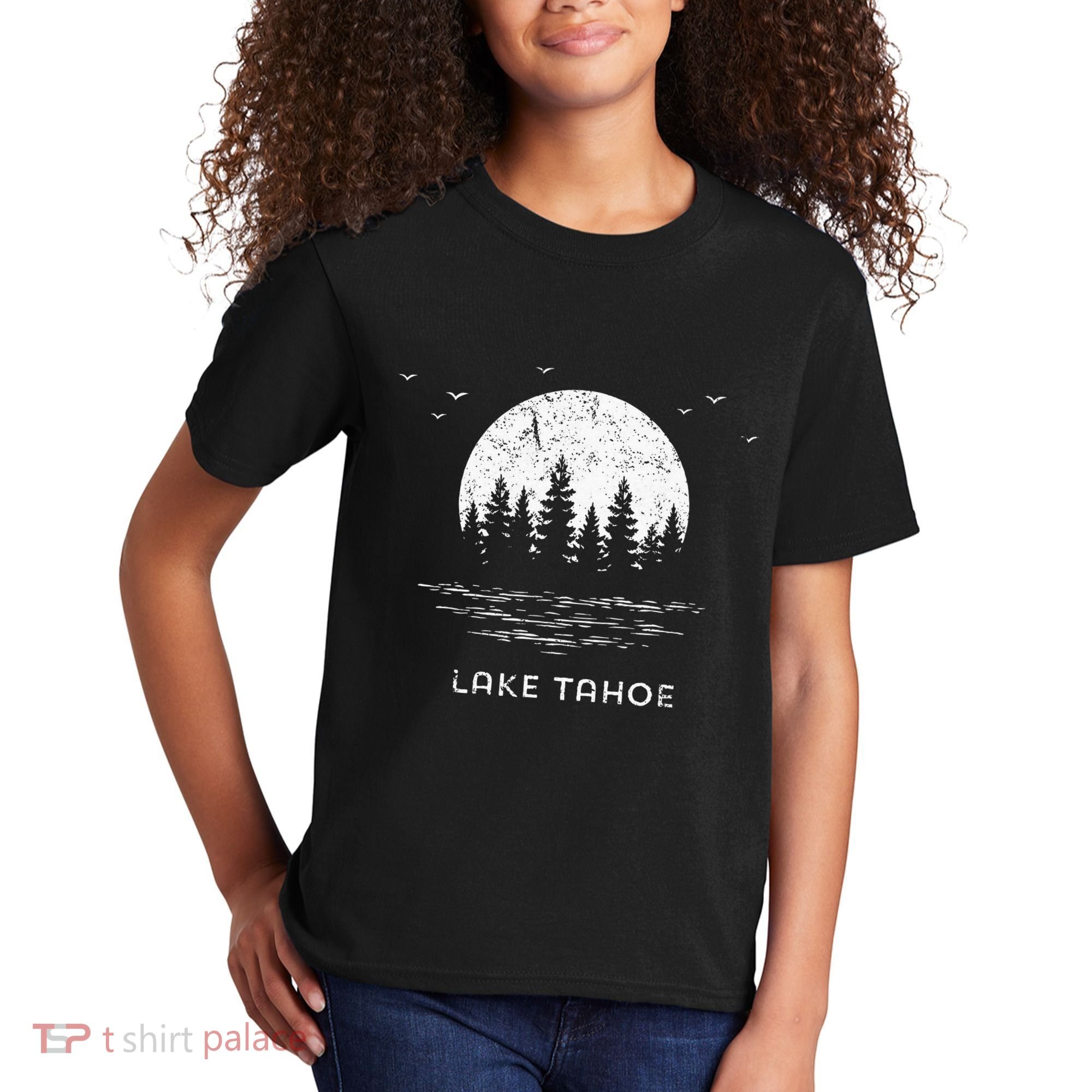 Lake Tahoe Californianevada Mountain Resort Moon Trees Kids T-Shirt