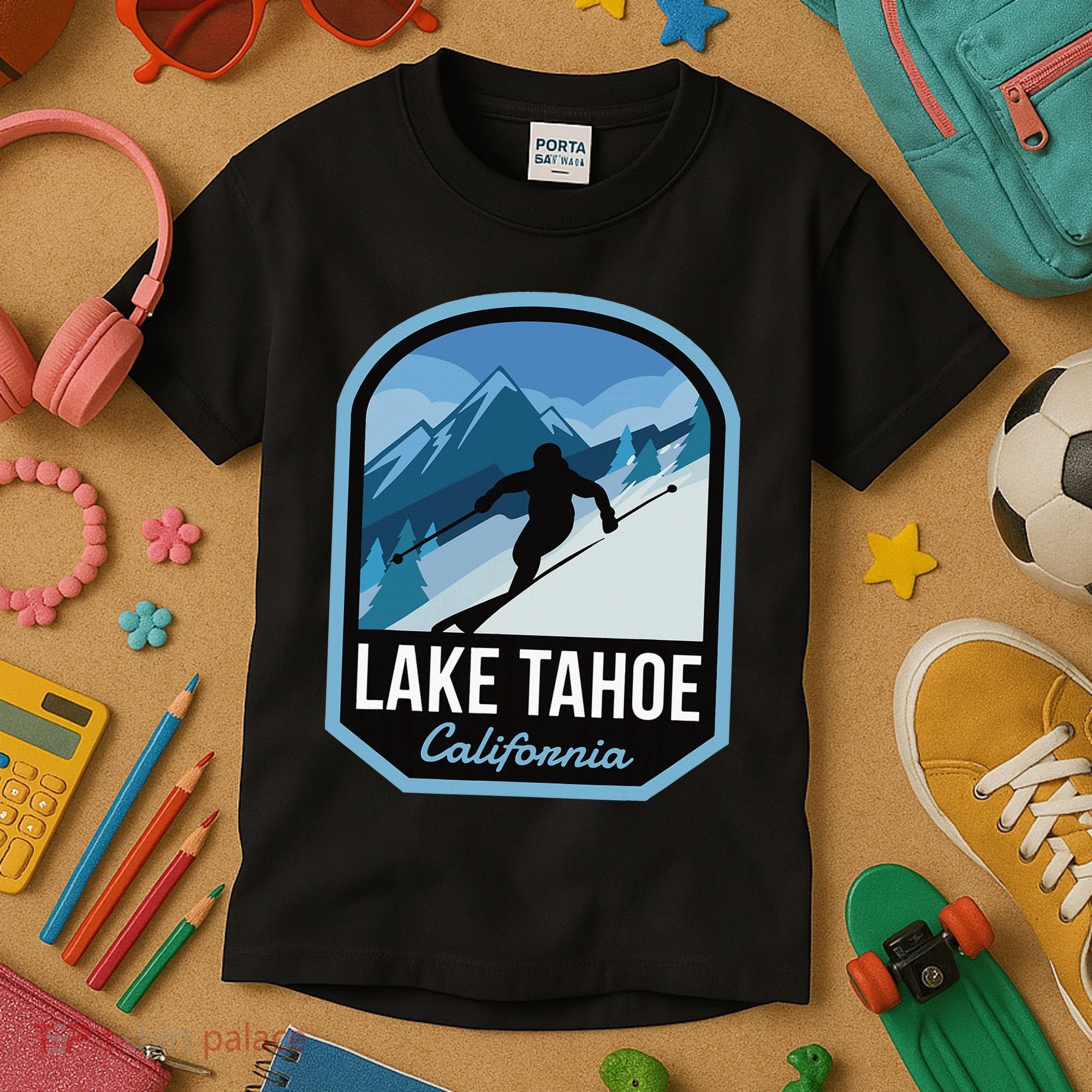 Lake Tahoe California Ski Mountain Kids T-Shirt