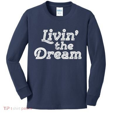 Livin the Dream Vintage 70s Inline Weathered (Dark) Kids Long Sleeve Shirt
