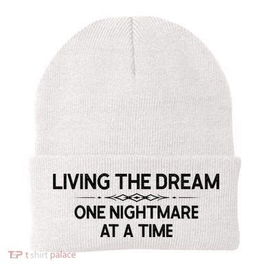 Living The Dream One Nightmare At A Time Funny Beanie