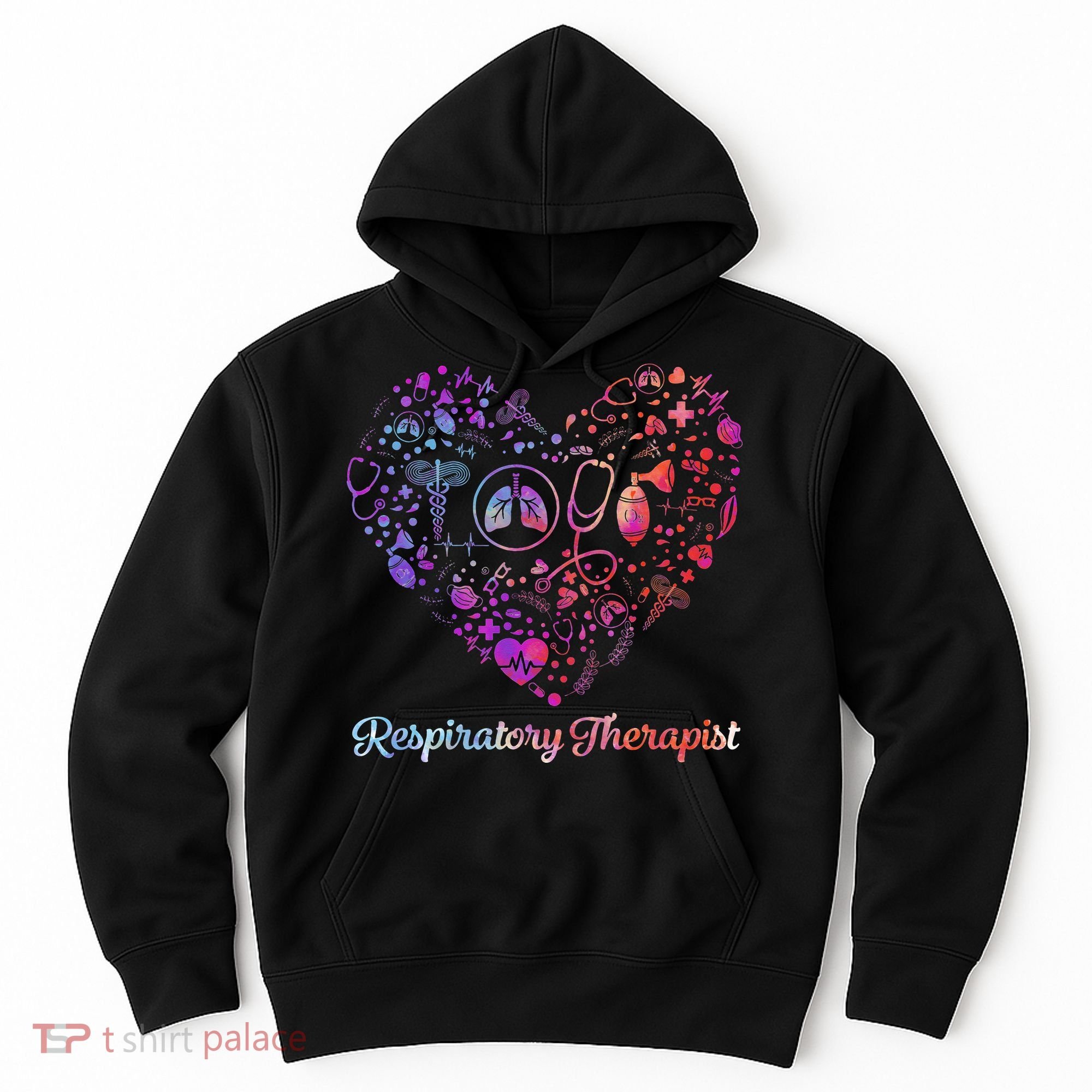 LOVE Tie Dye Heart Respiratory Therapist RT Nurse Nursing Hoodie