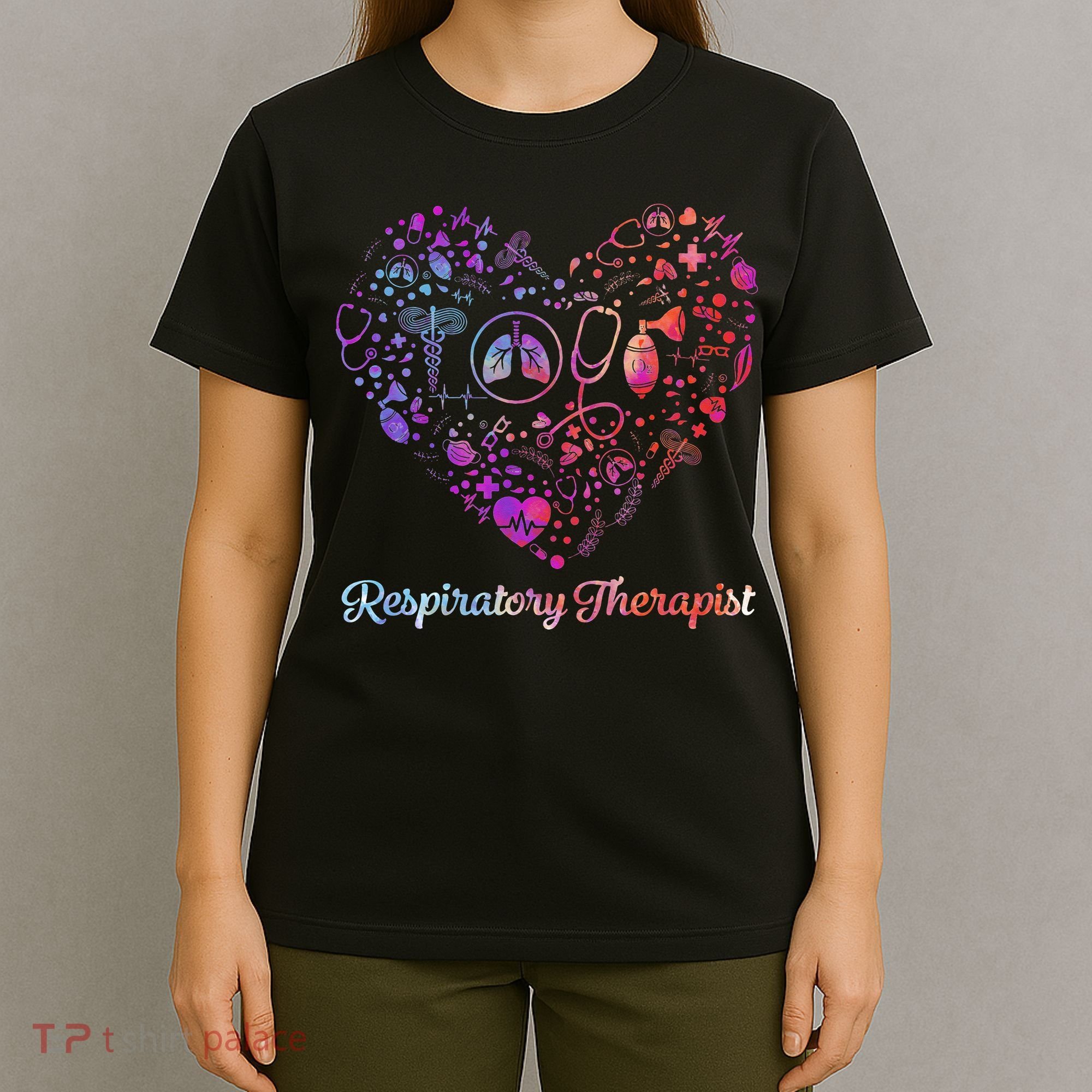 LOVE Tie Dye Heart Respiratory Therapist RT Nurse Nursing T-Shirt