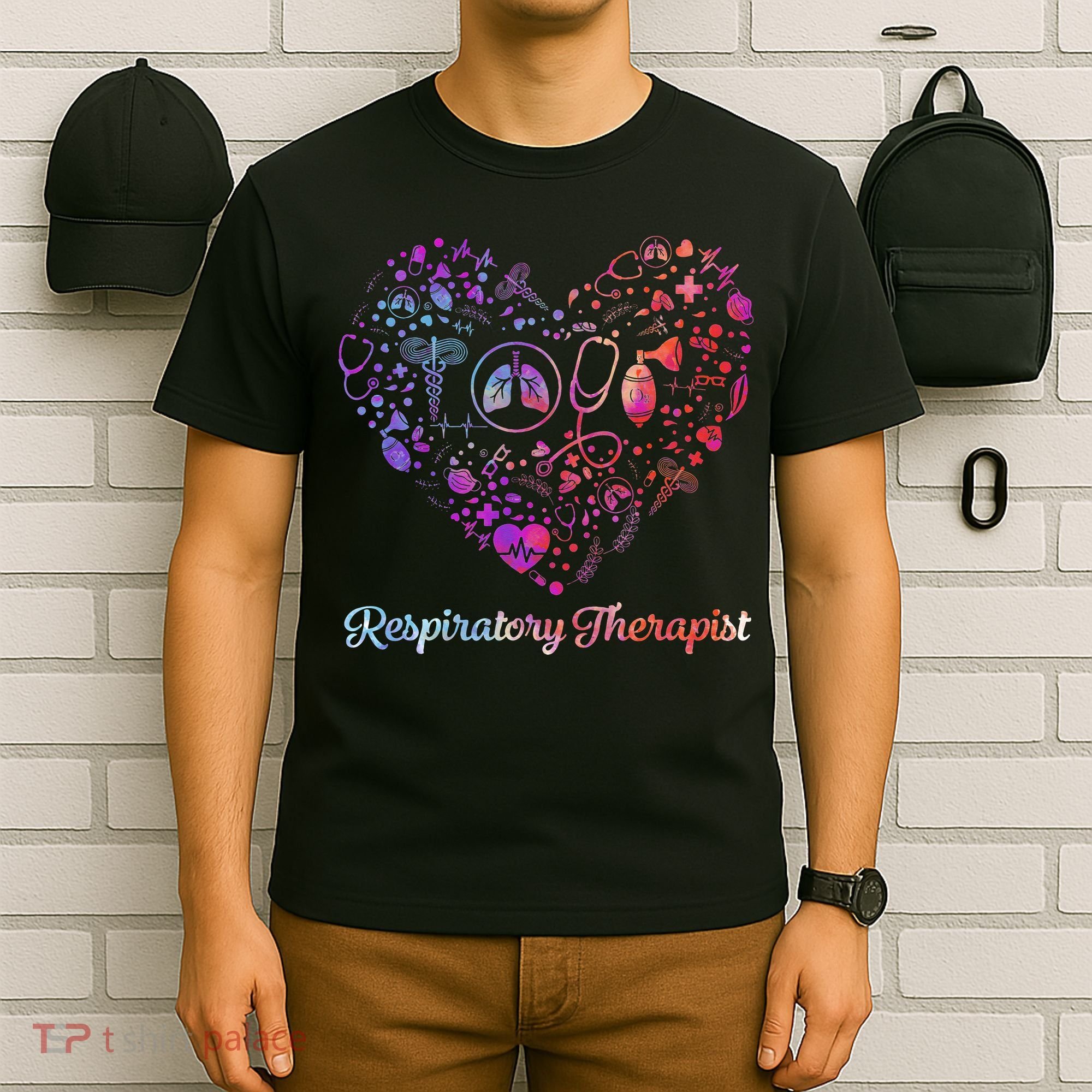LOVE Tie Dye Heart Respiratory Therapist RT Nurse Nursing T-Shirt