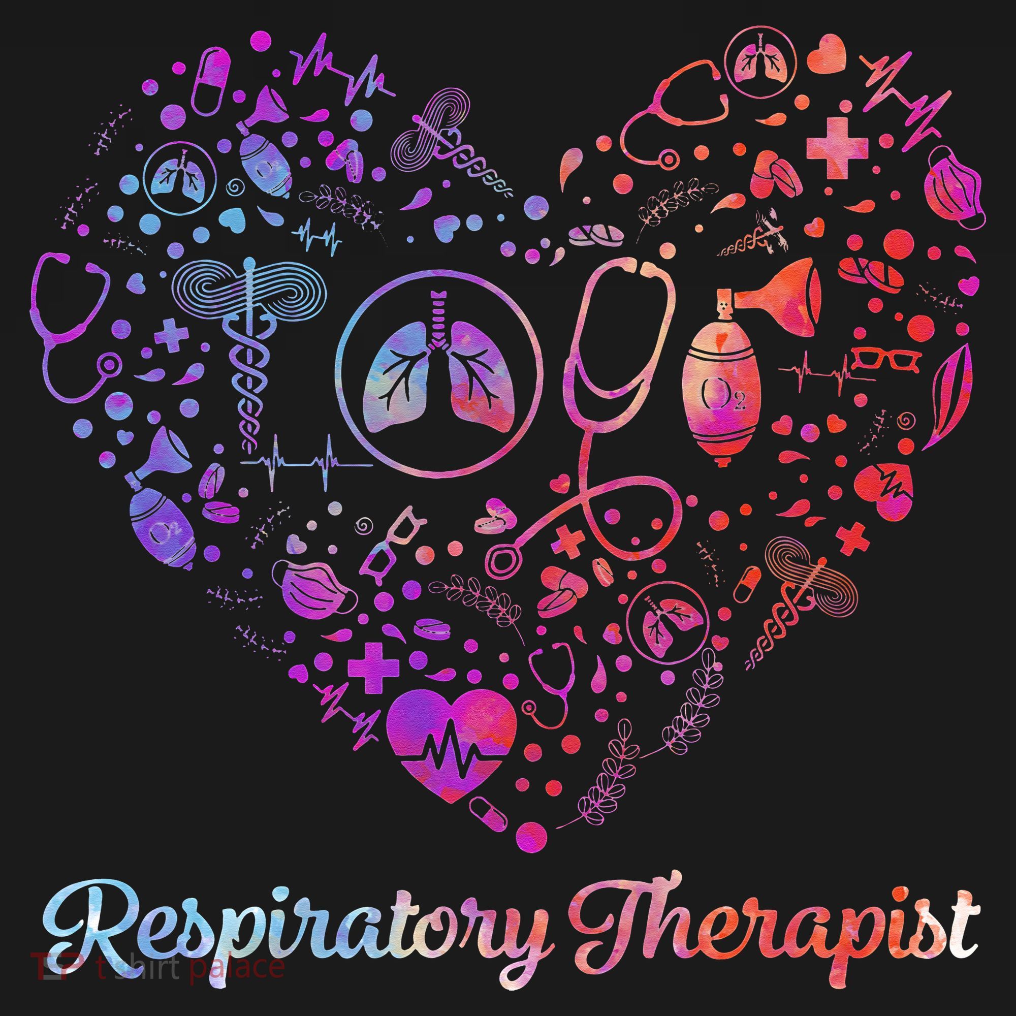 LOVE Tie Dye Heart Respiratory Therapist RT Nurse Nursing Women's Hoodie