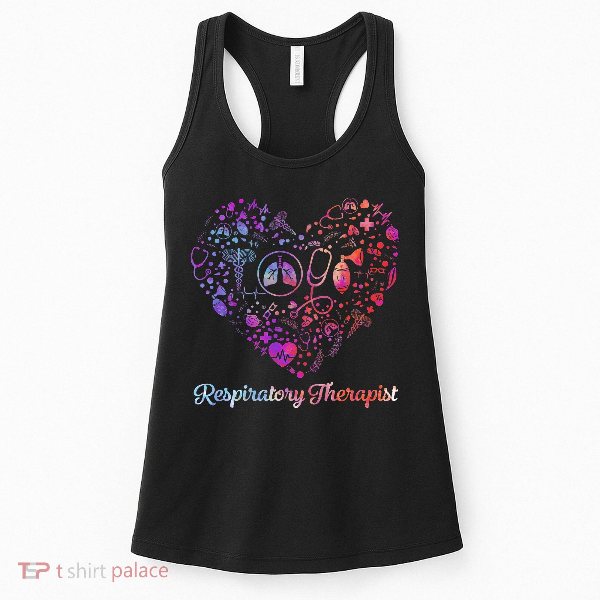 LOVE Tie Dye Heart Respiratory Therapist RT Nurse Nursing Women's Tank Top