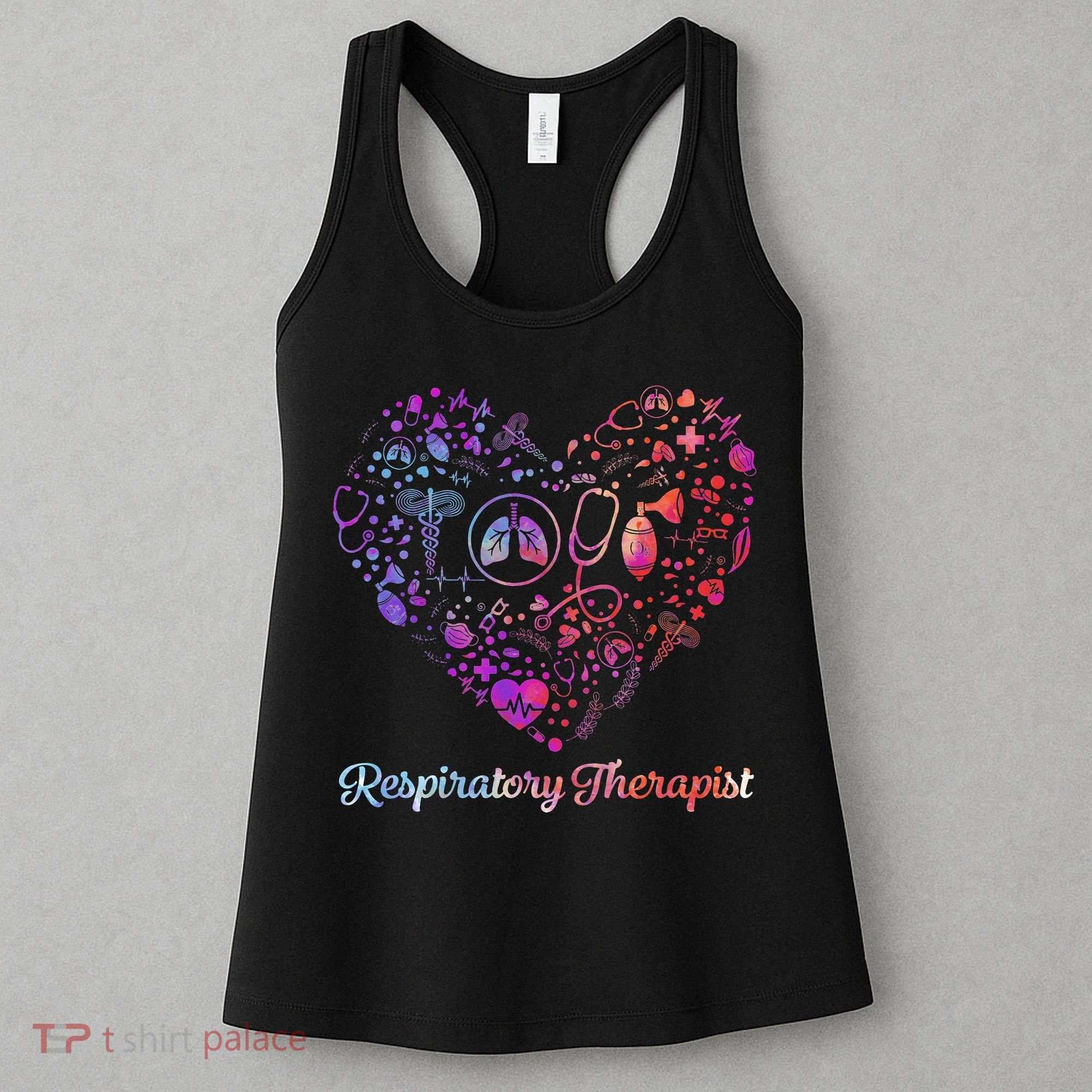 LOVE Tie Dye Heart Respiratory Therapist RT Nurse Nursing Women's Tank Top