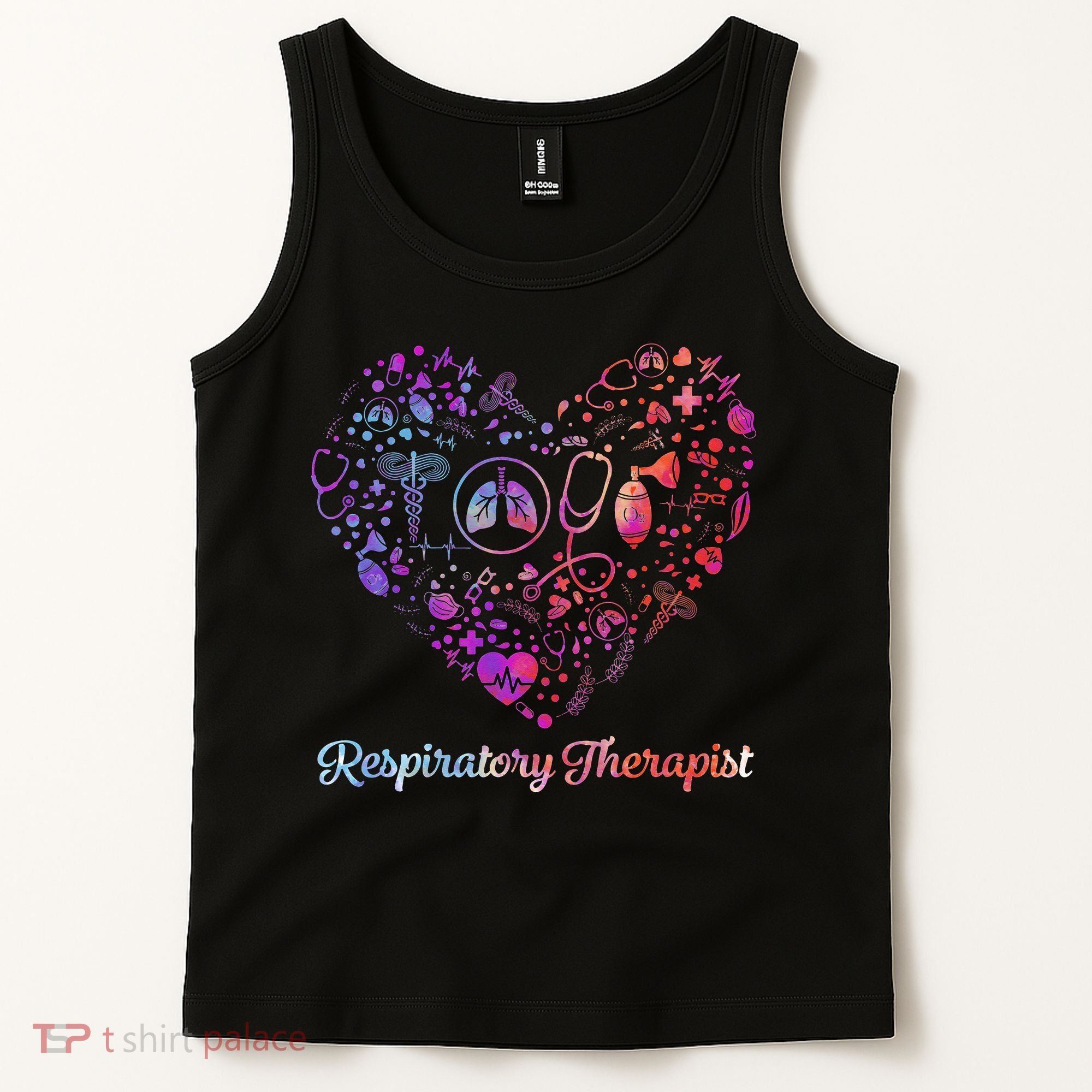 LOVE Tie Dye Heart Respiratory Therapist RT Nurse Nursing Tank Top