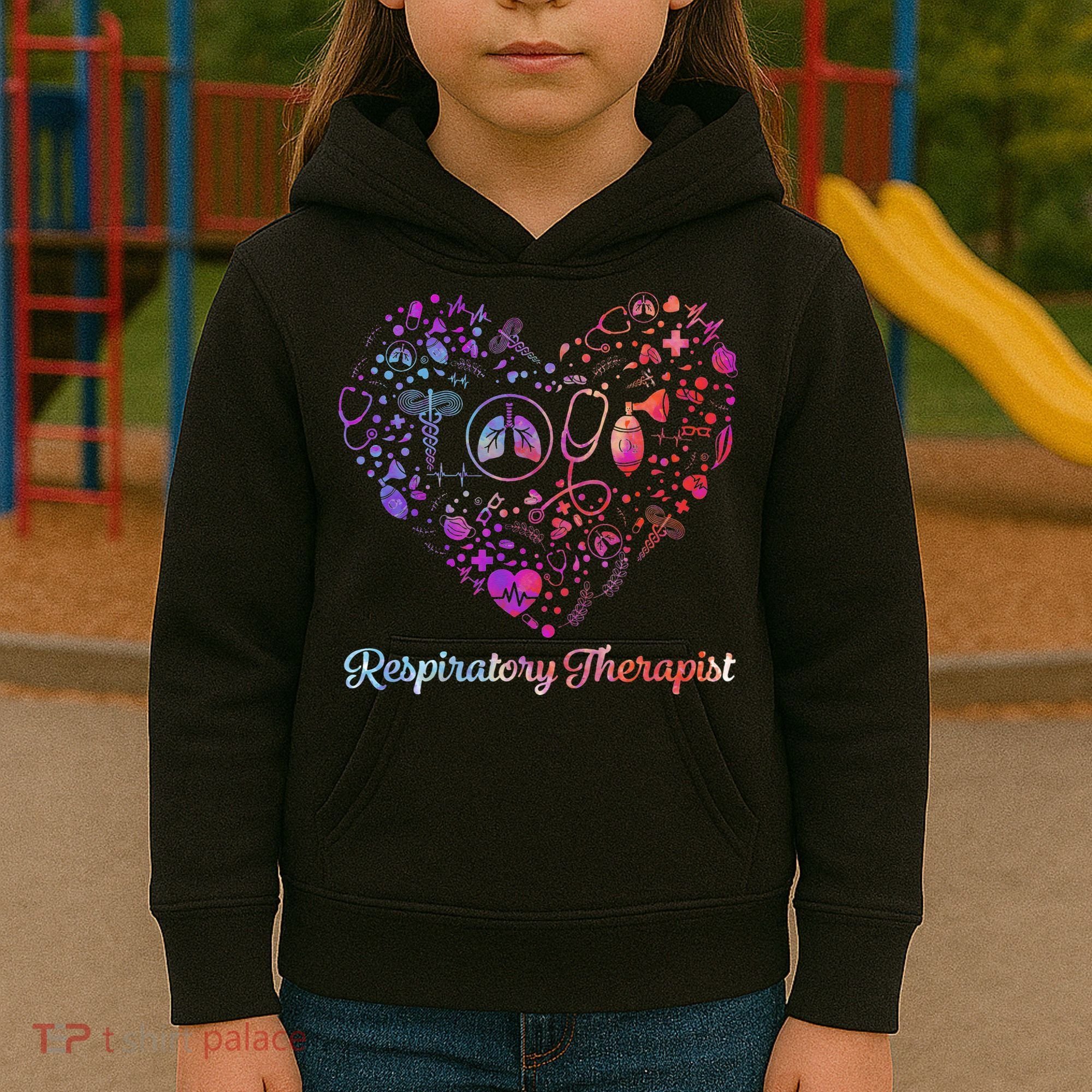 LOVE Tie Dye Heart Respiratory Therapist RT Nurse Nursing Kids Hoodie