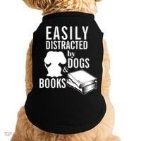 Library Themed Easily Distracted By Books And Dogs Gift Doggie Tank thumb 0