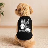 Library Themed Easily Distracted By Books And Dogs Gift Doggie Tank thumb 2