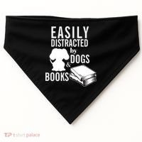 Library Themed Easily Distracted By Books And Dogs Gift USA-Made Doggie Bandana thumb 0