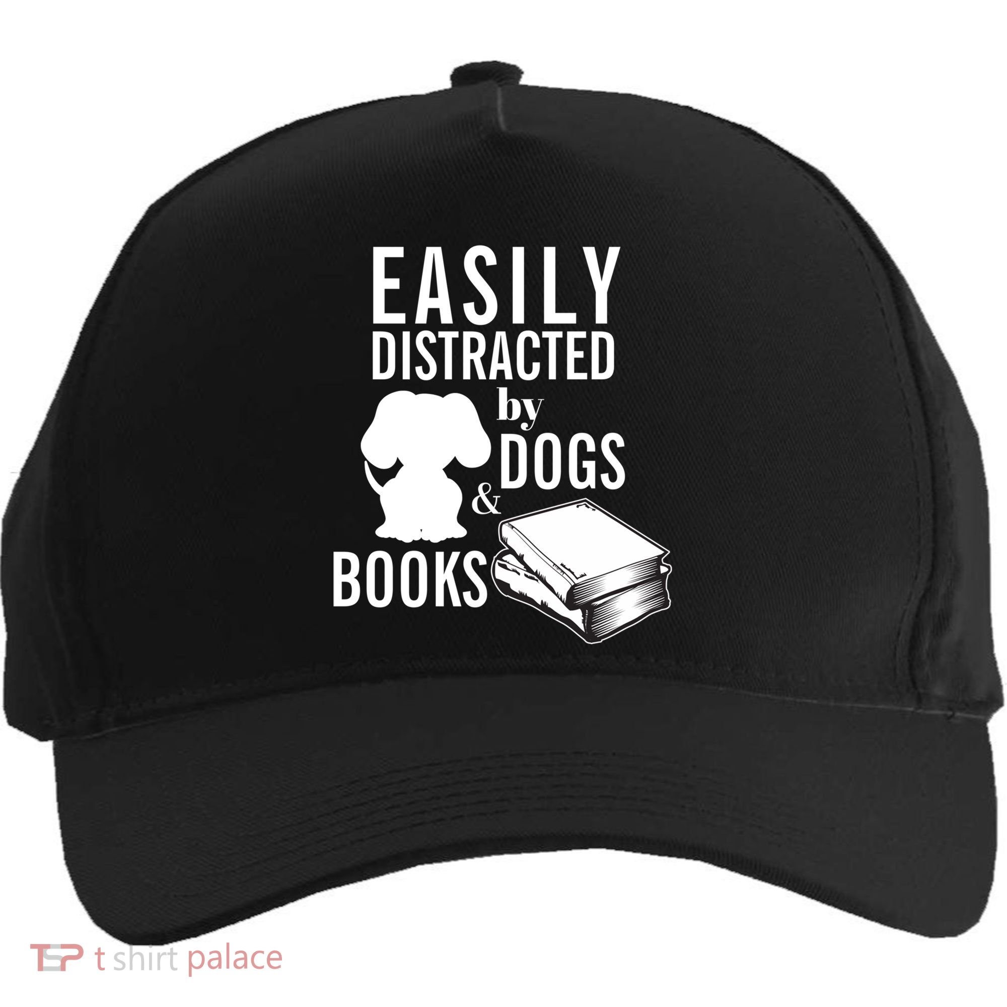 Library Themed Easily Distracted By Books And Dogs Gift Five-Panel Snapback Cap