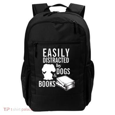 Library Themed Easily Distracted By Books And Dogs Gift Backpack